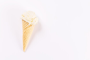 A refreshing ice cream cone set against a white background