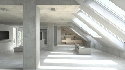 Obraz premium Textured Drywall Finishing in a Loft Attic