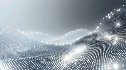 Futuristic Data Technology Illustration Abstract Dark Background with Waving Particles and Connecting Dots and Lines