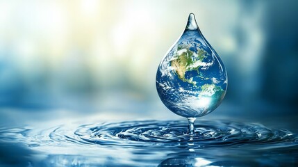 Earth Encased in a Water Drop Celebrating World Water Day with Generative AI