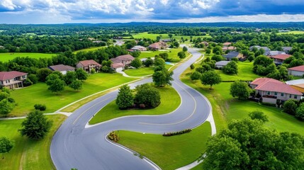 Aerial View Luxury Homes Green Landscape - Aerial Views