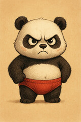 Cute little angry panda in pants
