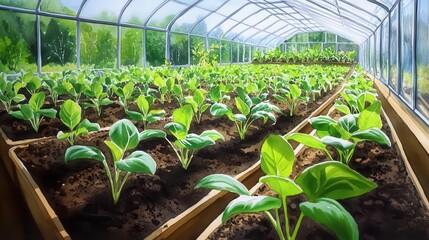 Greenhouse Vegetables, Watercolor Painting - Watercolor illustrations