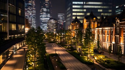 Stunning Night View of Tokyo Marunouchi District with Dramatic Illuminations
