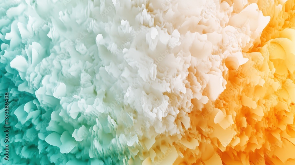 Poster Unique gradient of abstract pencil strokes transforming from amber to turquoise across a textured surface