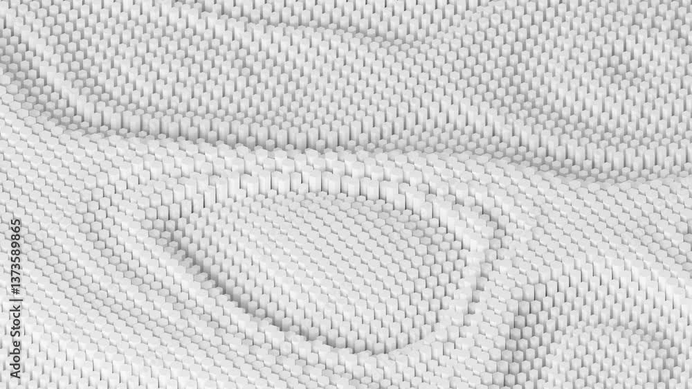 Poster 3d rendering animation background with abstract moving shape in white color