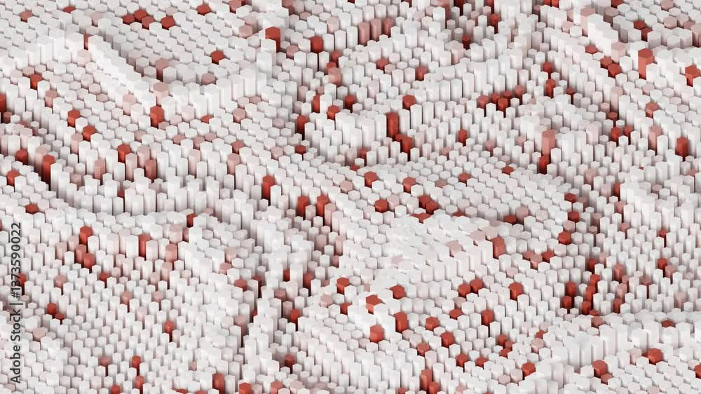 Poster 3d rendering animation background with abstract moving shape in white and red color