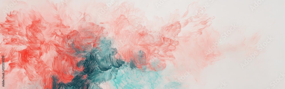 Poster Abstract pencil strokes create a dynamic interplay of colors in a layered composition showcasing fluid movement and texture