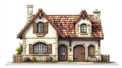 Charming stone cottage with rustic wooden shutters and cozy atmosphere