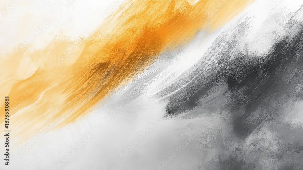 Poster Abstract background featuring dynamic pencil strokes in shades of black, white, and orange, creating a harmonious composition