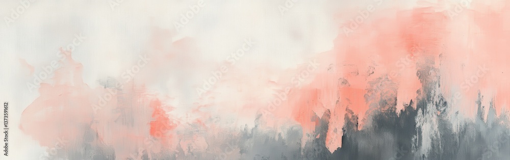 Poster abstract representation of light coral and gray pencil strokes creating a soft and vibrant texture i