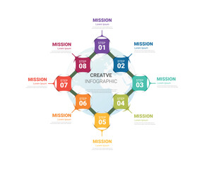 Circle Infographic thin line design and 8 options or steps. Infographics for business concept. Can be used for presentations banner, workflow layout, process diagram, flow chart.