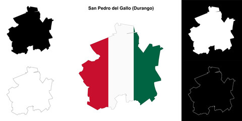 Fototapeta premium San Pedro del Gallo municipality (Durango) outline map set