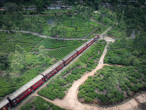 Clasical Train of Sri Lanka From Aerial View