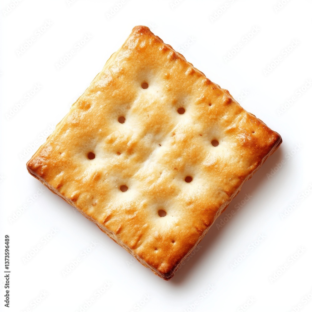 Poster Golden brown cracker placed on a clean surface with clear background