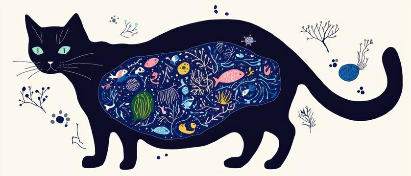 Feline infectious peritonitis awareness veterinary clinic illustration digital art artistic viewpoint education on fip in cats