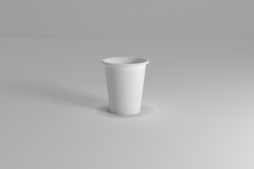 White paper cup isolated on white background, 3D rendering, Paper coffee cup