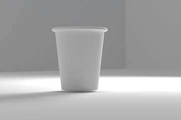 White paper cup isolated on white background, 3D rendering, Paper coffee cup