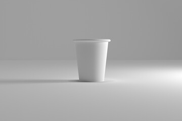 White paper cup isolated on white background, 3D rendering, Paper coffee cup