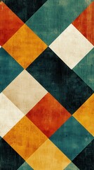 Fototapeta premium Retro-inspired diamond pattern in burnt colors creating a stylish vintage look for interior design projects