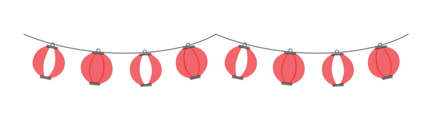 提灯のイラスト　ちょうちん　赤提灯　祭り　夏祭り　飾り　装飾　縁日　屋台　夜店　和　和風　灯り © yugoro