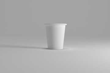 White paper cup isolated on white background, 3D rendering, Paper coffee cup