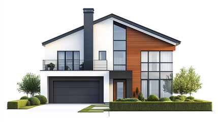 Modern loft style house with large windows and sleek design