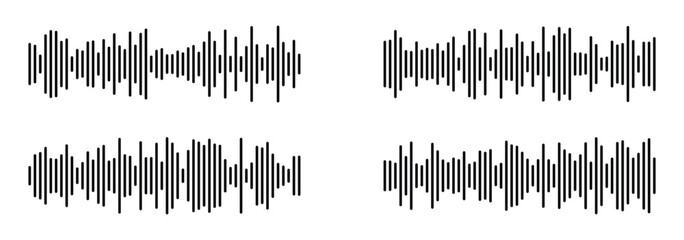 Sound wave icon. Sound wave or voice message icon. Music waveform, track radio play, audio equalizer line icon set vector on isolated background.