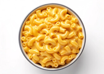 Creamy macaroni and cheese in a bowl on white background