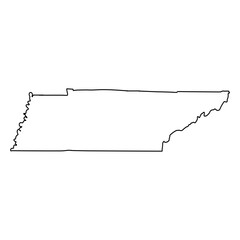 Outline Map of Tennessee State, Silhouette Tennessee border