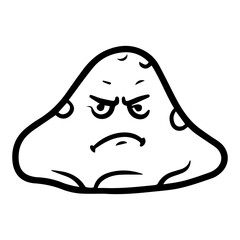 Funny evil pimple cartoon, angry acne blob with grumpy face