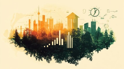Obraz premium Harmonious integration of nature and urban development in a social project promoting sustainability