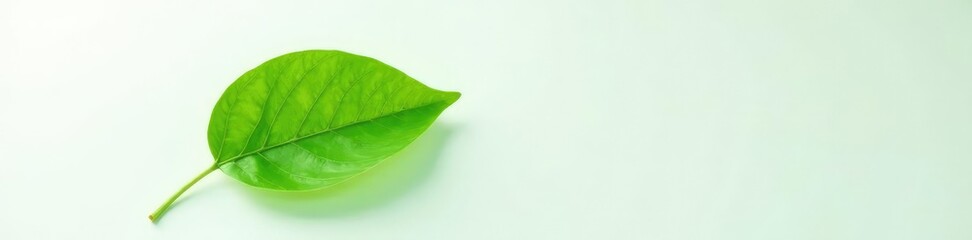 Obraz premium Single large green leaf on a plain white surface, green, single, simple