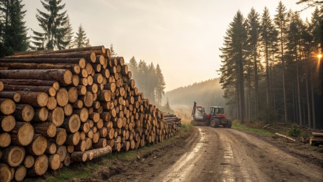 logging operation with a tractor