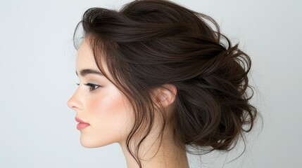 Chic Modern Hairstyle  Dark Brown Loose Bun Updo