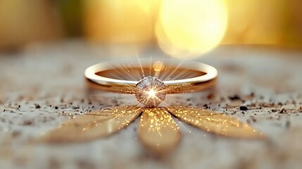 Sparkling Diamond Ring  Golden Band  Engagement  Jewelry  Luxury