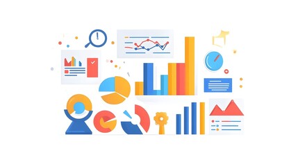 Data Visualization: Charts, graphs, and infographics beautifully presented, a visual symphony of data in full color.