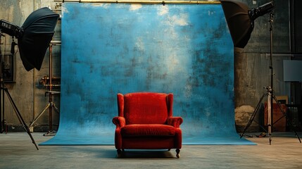 Photography studio setup featuring a staged product with different backdrop options