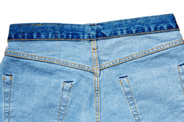 Inside of blue jeans on white background..Sale jeans in store and  supermarket.fashion jeans concept..
