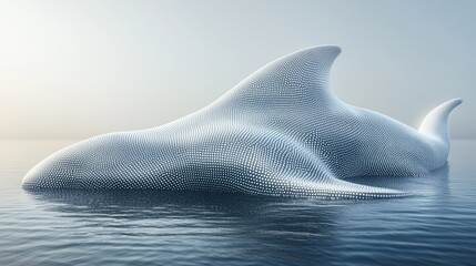 Fototapeta premium Digital Whale in a Calm Sea: A Futuristic Vision of Marine Life