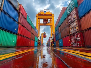 Port Container Cranes Loading Cargo