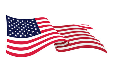 Obraz premium USA waving flag. American national symbol isolated on white background. Banner design element