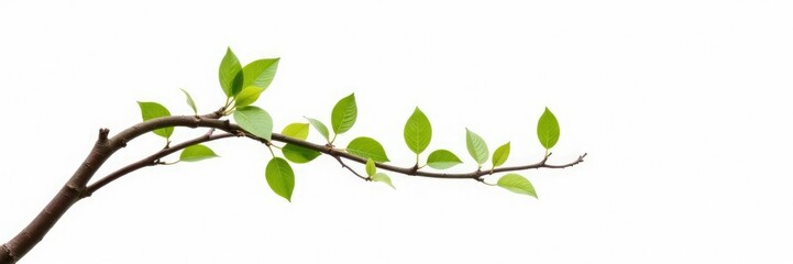 Fototapeta premium Single isolated tree branch on white background, empty space, wood