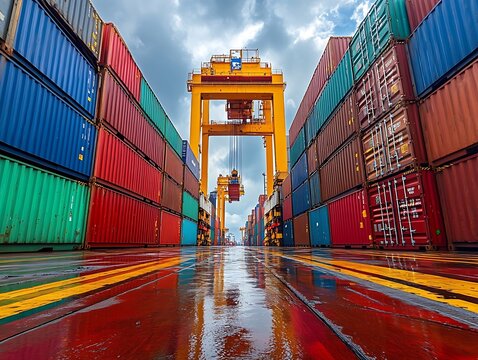 Port Container Cranes Loading Cargo