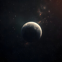 Fototapeta premium Celestial Orb A Solitary Planet in the Immense StarDusted Expanse of Space