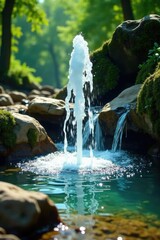 Water gushes from a natural spring in the Artesian aquifer, water fountain, landscape feature, landform features