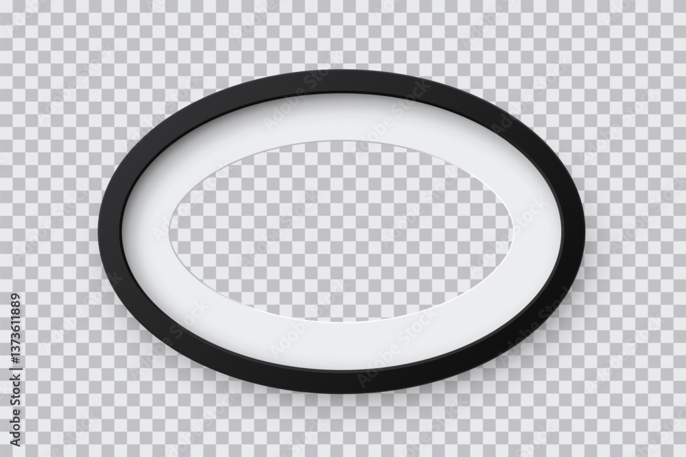 Aufkleber oval picture frame with minimalist design. black photo frame isolated on transparent background. emp