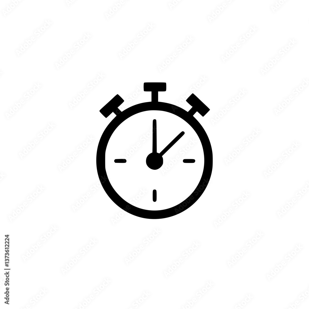 Poster stopwatch icon: a minimalist graphic of a timer indicating speed time management or deadlines simple