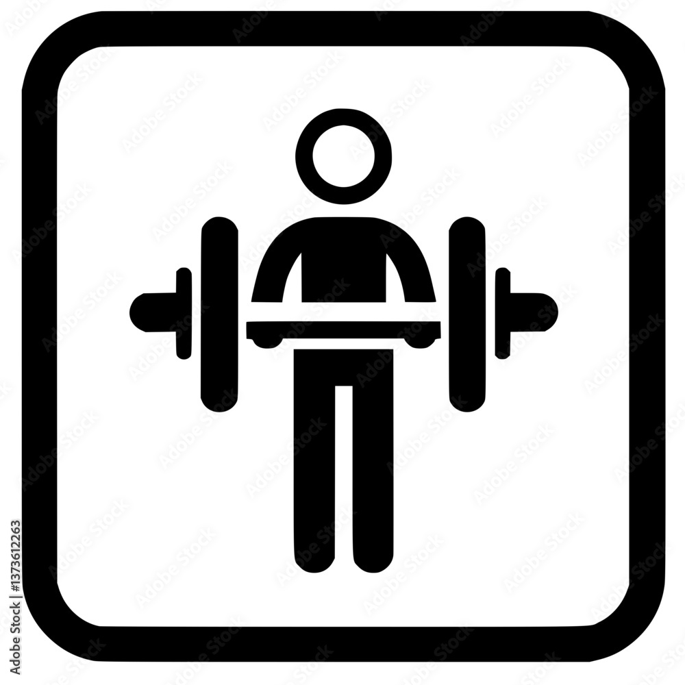 Aufkleber pictogram illustrating a person lifting weights symbolizing fitness strength and physical activity s