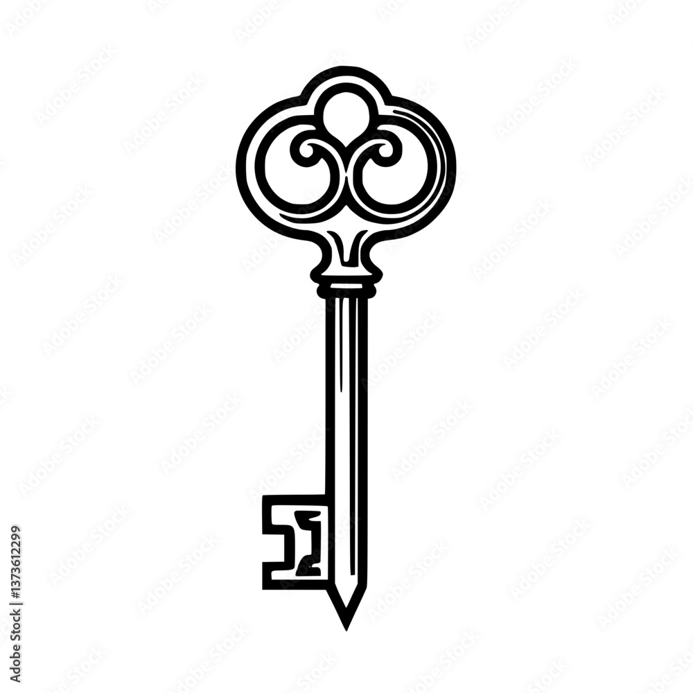 Poster an antique key with elaborate detailing symbolizes access mysteries and unlocking potential intricat